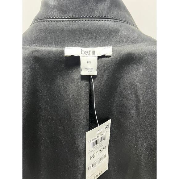 Bar III Faux Leather Moto Jacket Black Petite Small PS NWT - Picture 11 of 16